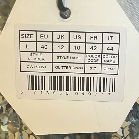 OW Collection Size L Sequin Glitter Dress Silver Vegas Nightclub Cocktail Mini - Picture 11 of 11